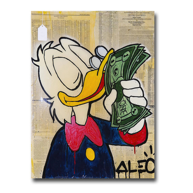 Donald Duck Love Money Graffiti Art Paintings Print on Canvas Posters and Prints Street Wall Decor Pictures Cuadros