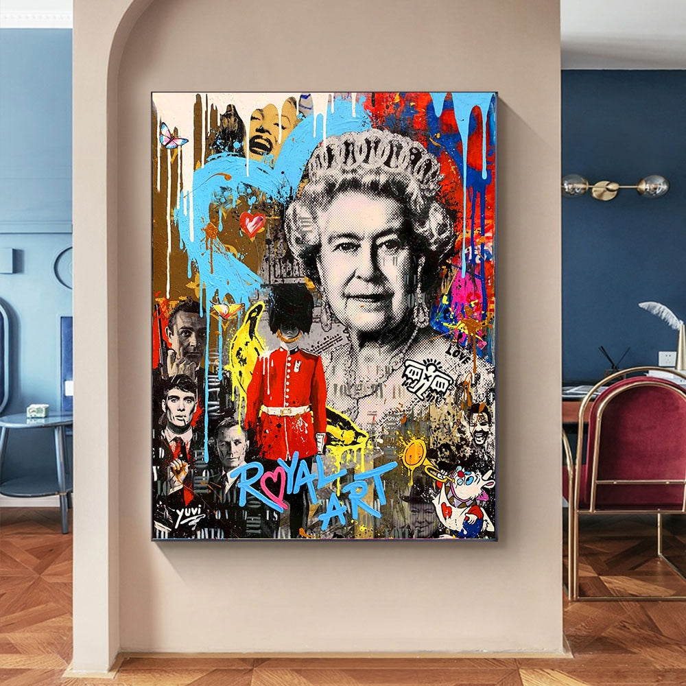 Queen Elizabeth Graffiti - U.K Queen Canvas - The Graffiti Emporium