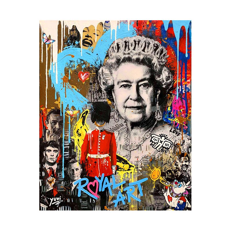 Queen Elizabeth Graffiti - U.K Queen Canvas - The Graffiti Emporium