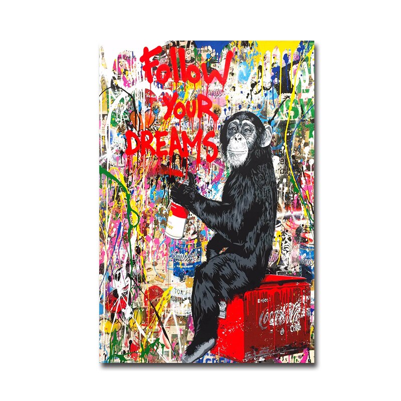 Painting Monkey Canvas Art - Follow Your Dream - The Graffiti Emporium