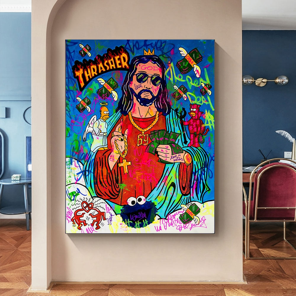 Jesus Graffiti Canvas Art - Thrasher Jesus Print - The Graffiti Emporium