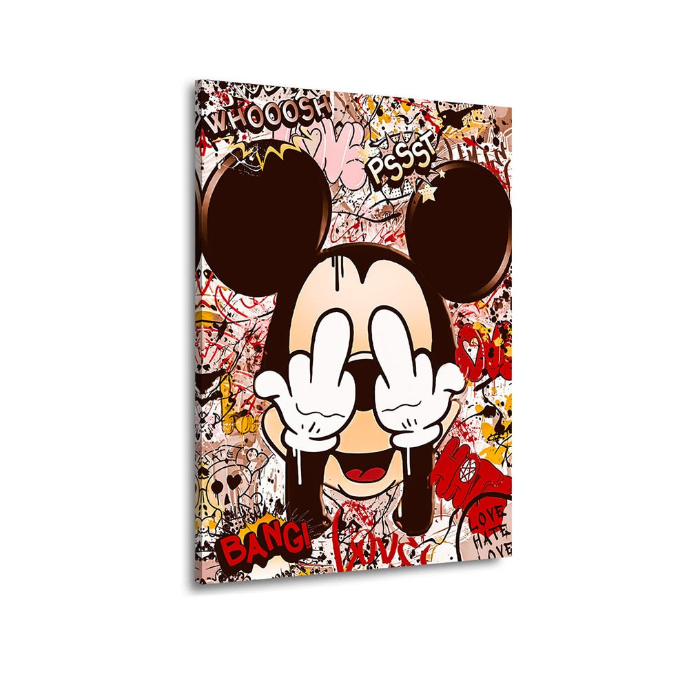 Funny Banksy Graffiti Art - Mickey F*CK Canvas - The Graffiti Emporium