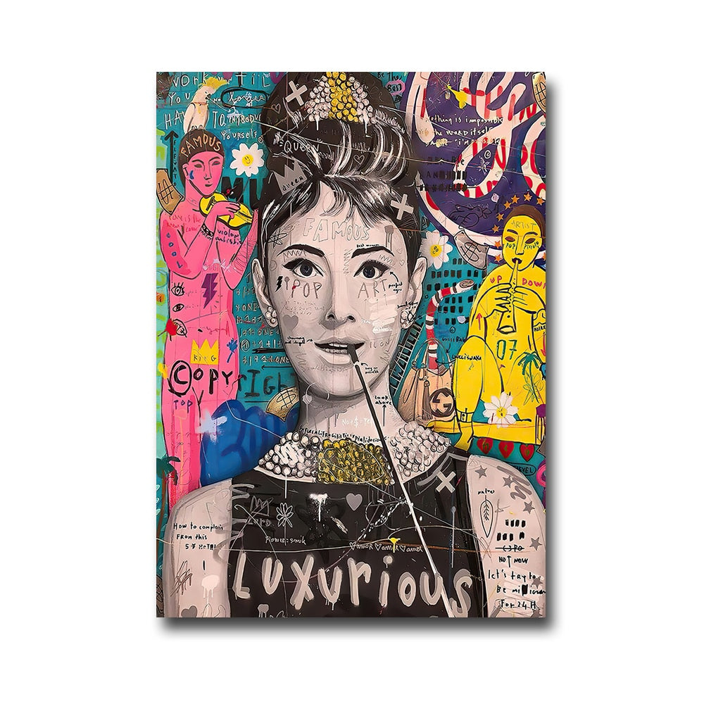 Portrait of Audrey Graffiti Canvas - Banksy - The Graffiti Emporium