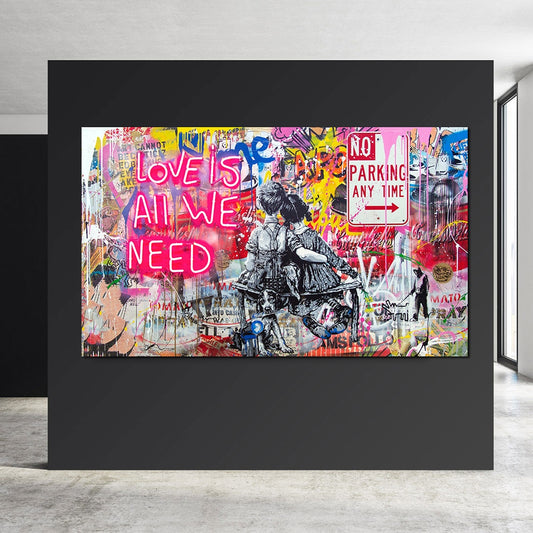 Graffiti Street Canvas Art - LOVE IS ALL WE NEED - The Graffiti Emporium