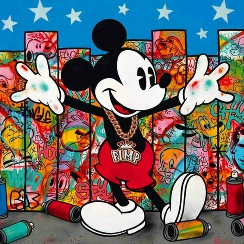 Cartoon Graffiti Mickey Mouse Canvas Print Poster Wall Art Wall Decor Kids Room Decor Cuadros NO FRAME